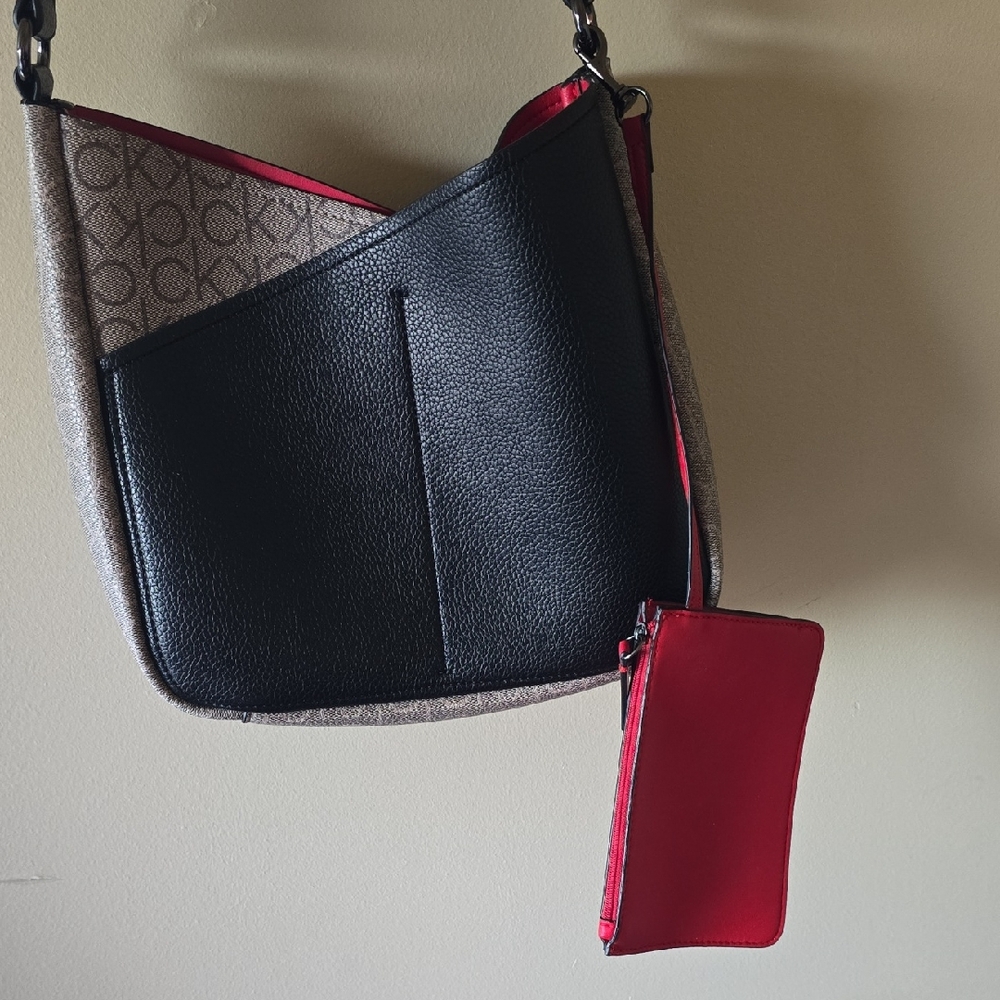 Calvin Klein Black and Red Shoulder Bag